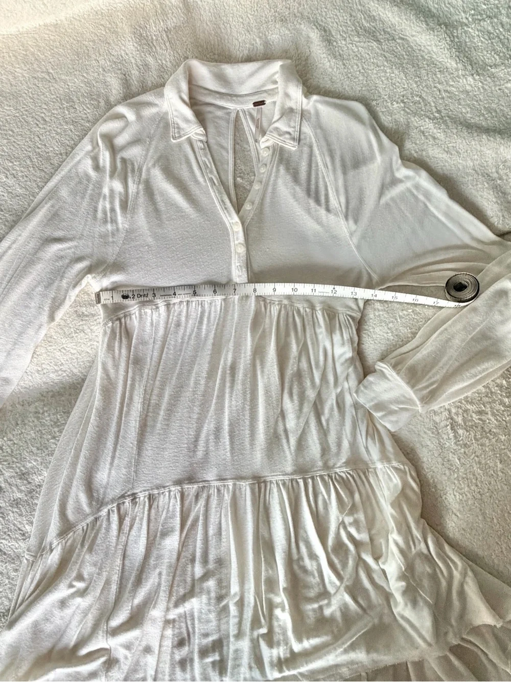 Free People Ivory Empire Waist Tiered Tunic Top XS